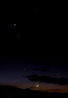 Four Planets and Crescent Moon, May 13